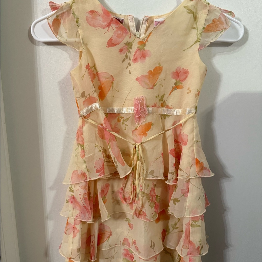Floral Kids Dress in Cream and Pink